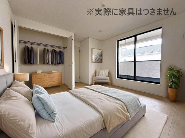 新築戸建・新築建売　伊達市梁川町御八郎　梁川小学校・梁川中学校の洋室|画像はバーチャルホームステージングの加工による演出で、実際の家具は付きません。
