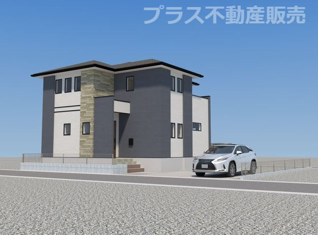 【外観】 | 糟屋郡宇美町桜原2丁目12期　1号棟（全1棟）【仲介手数料無料・0円】 | 完成イメージの外観パースです。