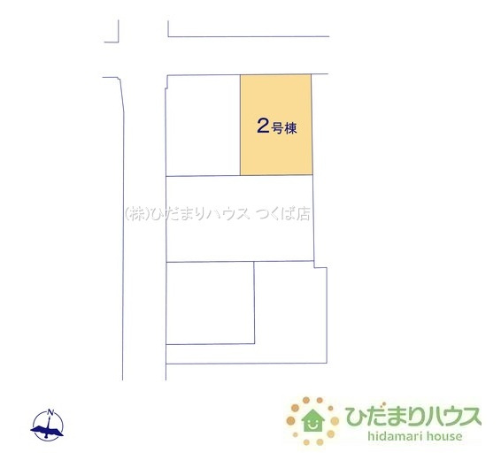 【区画図】 | 土浦市木田余1期　新築戸建　2号棟 | 車の出入りもラクラクな前面道路幅6ｍ！
（2号棟）