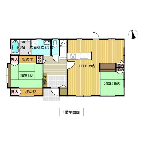 「太陽光9.5kw」野市町大谷　中古戸建の間取り|１階の間取り図