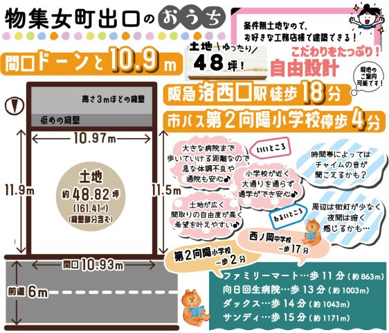物集女町出口　条件無土地の区画図