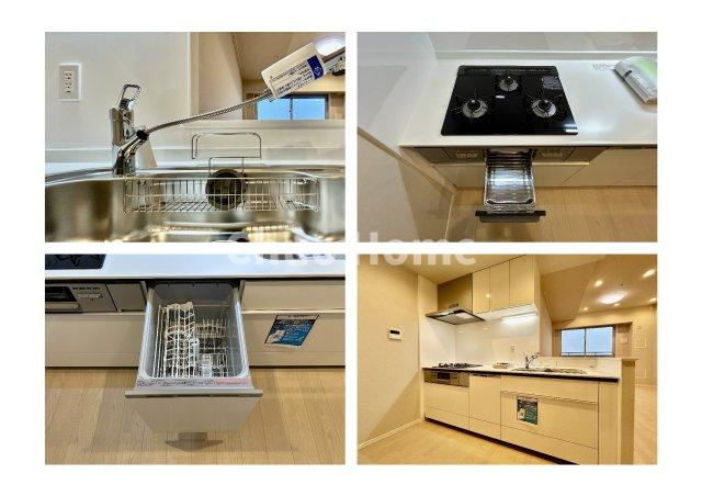 ブランズタワー南千住のキッチン|【システムキッチン】ワイドで収納豊富な使い勝手の良いシステムキッチンには、ディスポーザー・食洗器・伸縮タイプのキッチン水栓、三ツ口コンロ・魚焼きグリルなどの便利な設備が標準完備されています。