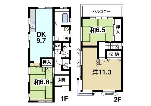 奈良市東九条町215-9貸家の間取り|ファミリーさんにおススメの間取りです。