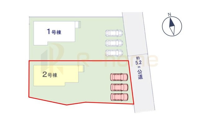 つくば市前野2期　新築戸建て　2号棟の区画図|大きなお買い物だからこそ、メリット・デメリットを伝えさせて頂きます。
R-homeにお任せください♪