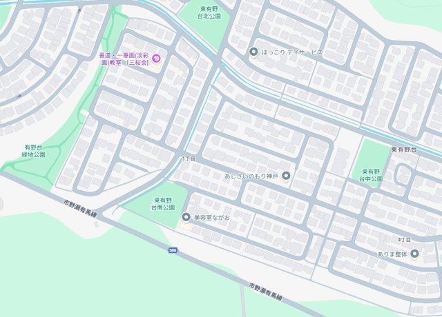 神戸市北区東有野台　新築一戸建ての地図