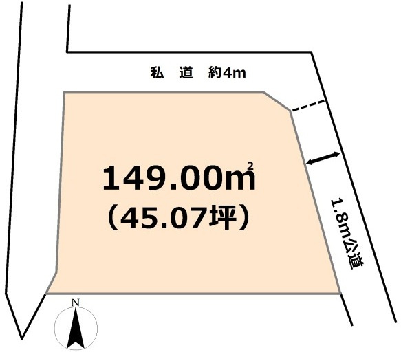 東松山市加美町　土地45坪の土地図