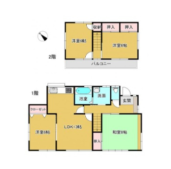 那珂市平野　1603-55の間取り|　
☆全室ゆったり6帖以上、南向きの明るいお部屋です。水廻り全て新品交換、壁、床など内装も全面リフォーム済み。新品の照明器具を設置しますので、入居後すぐに生活を始められます。