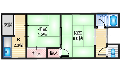 井道貸家の間取り