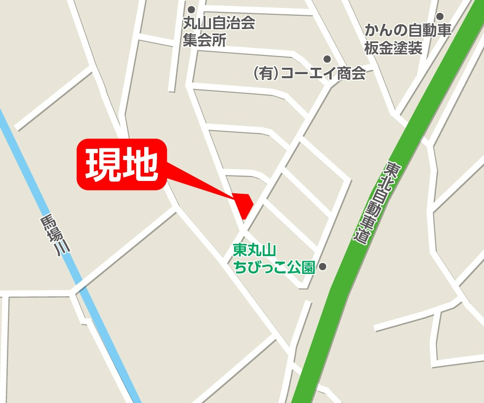 郡山市富田町字丸山　　　  １号棟　　　富田小学校、富田中学区　の地図|案内図