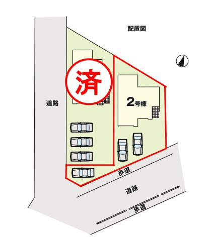 郡山市富田町字丸山　　　  ２号棟　　　富田小学校、富田中学区　の区画図