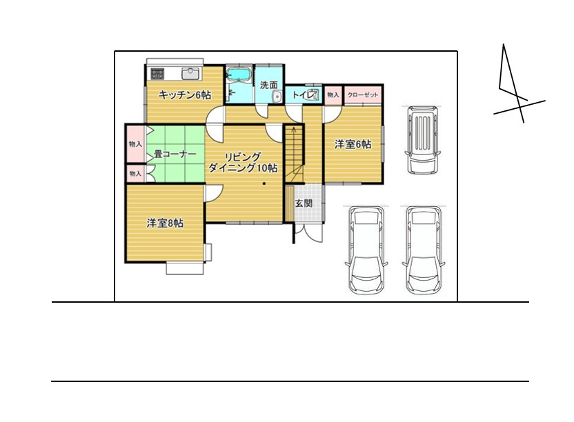 前橋市富士見町時沢　中古住宅の区画図|土地面積約59坪。