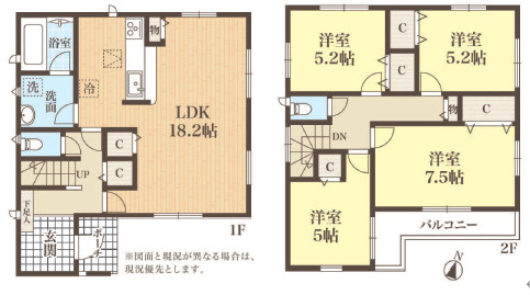 リノベの間取り|閑静な住宅街に溶け込む落ち着いた外観。小学校徒歩１分。
