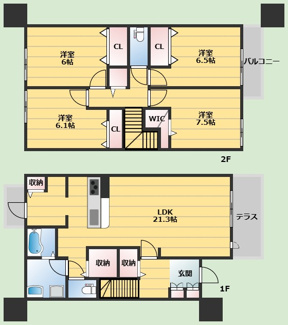 【間取り】 | 吹田市五月が丘南テラスハウス