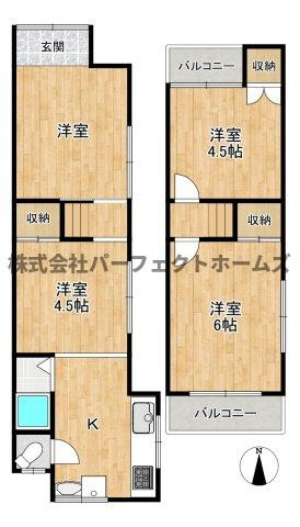 楠根南町テラスハウス　賃貸の間取り