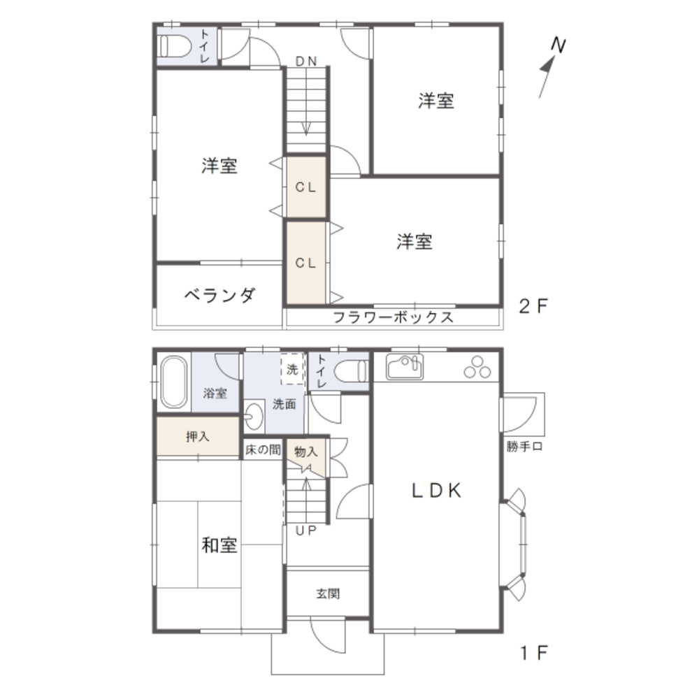 岡山市中区湊の間取り|延床面積：92.30㎡の4LDKです。