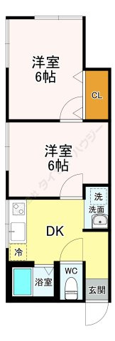 ヴィラ弘明寺の間取り|南東向き角部屋