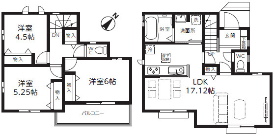 ファミリー層にぴったりの閑静な住宅街！の間取り|3LDK
