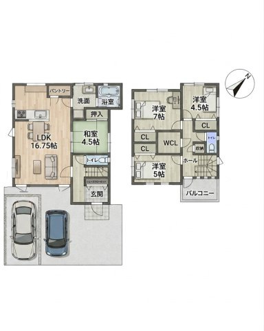 高砂市荒井町小松原中古戸建の間取り