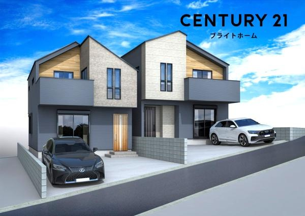 横浜市保土ケ谷区上菅田町の新築一戸建の完成予想図|外観のイメージパースです。
お洒落な外観で完成が楽しみです。