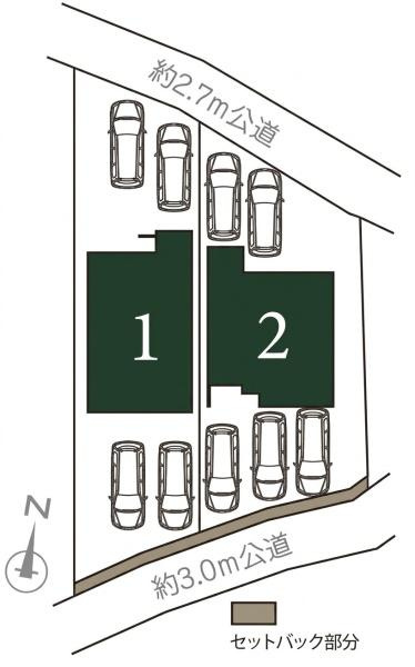 横浜市保土ケ谷区上菅田町の新築一戸建の区画図|限定2棟の販売です！カースペースをお庭にすることも可能です。
お気軽にお問合せ下さい！