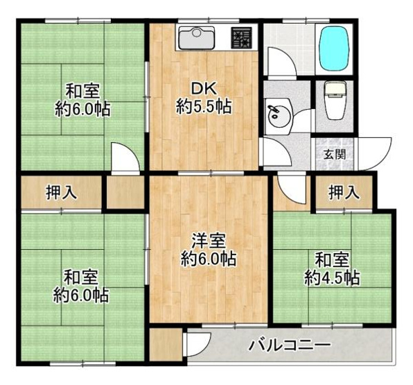 【間取り】 | 神陵台東住宅56号棟　