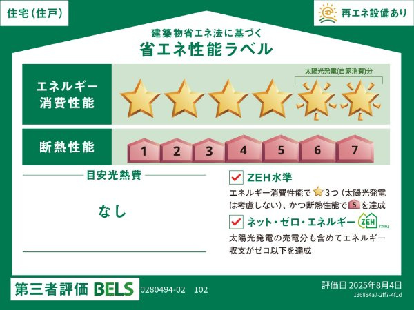 コスモステラス　イーストの省エネ性能ラベル