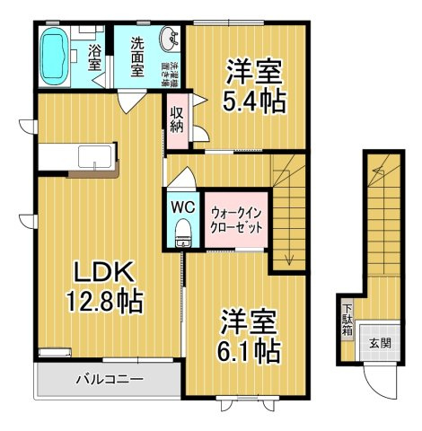 【間取り】 | グレースヒルA | 日当たり良好！オール洋間です♪