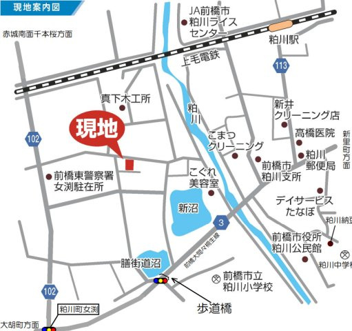 【新築】前橋市粕川町女渕第１　限定１棟　クリエートの家　新築建売の地図