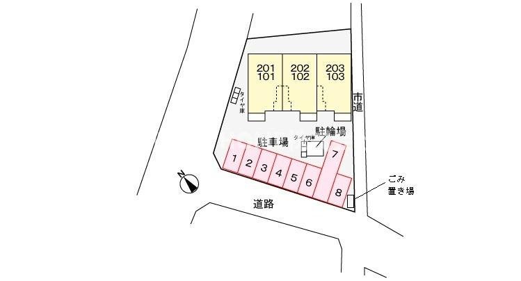 綾部市下八田町中溝のアパートの区画図