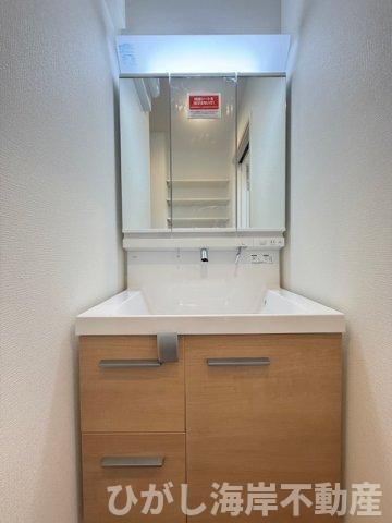茅ケ崎市松林１丁目　新築戸建　全31区画の独立洗面台|三面鏡化粧台