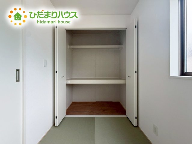 いわき市小名浜住吉第5　新築戸建　3号棟の収納|"和室にも大容量のクローゼット完備！
お布団やお子様のおもちゃなどがスッキリ収納できますね(^^♪"