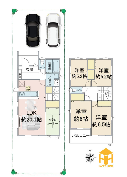 ファーストタウン東園田町3丁目新築一戸建て│4LDK+並列駐車2台可の間取り|※現況と図面が異なる場合現況を優先いたします。
