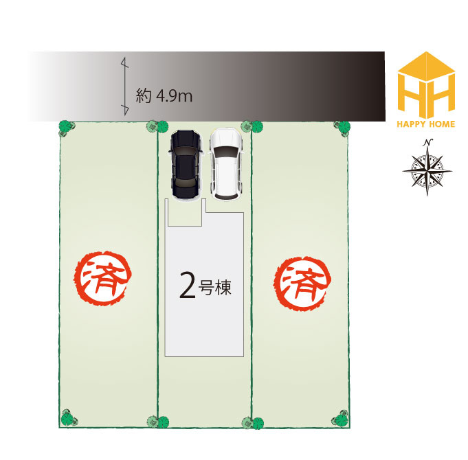 ファーストタウン東園田町3丁目新築一戸建て│4LDK+並列駐車2台可の区画図|並列2台駐車×全室2面採光
開放感と使いやすさを両立した全3区画の新築戸建です。