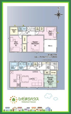 いわき市小名浜住吉第5　新築戸建　4号棟の間取り|あると便利なテレワークルーム付きなので在宅でのお仕事にもピッタリな間取り♪