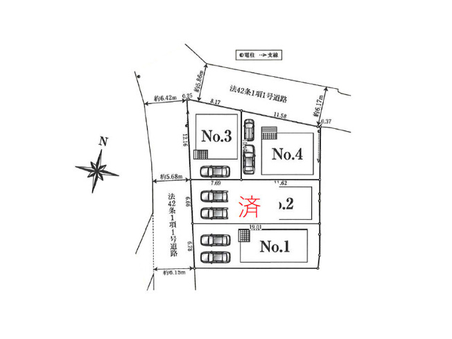 【区画図】 | 川越市砂　新築一戸建住宅　全4棟　(ふじみ野店) | 3号棟/採光・通風良好な角地です。※図面を基に作成しています。現況と異なる場合は現況を優先いたします。