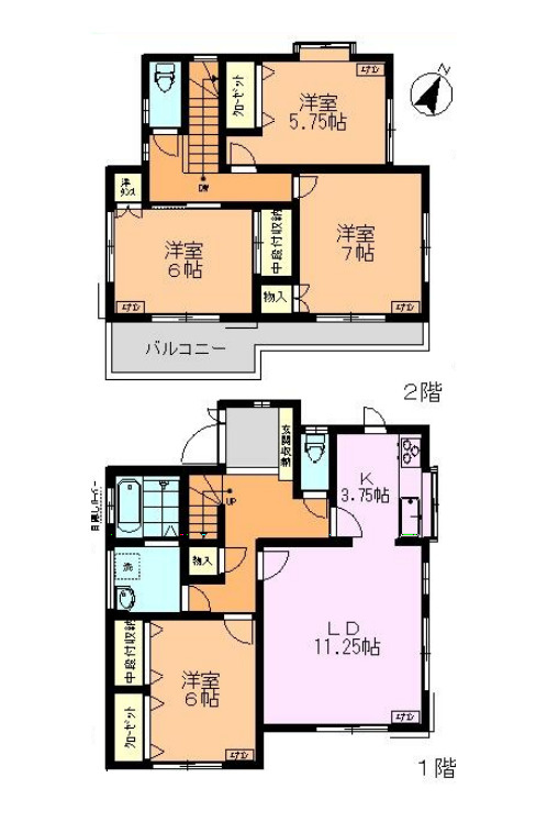 北足立郡伊奈町西小針4丁目　中古戸建の間取り