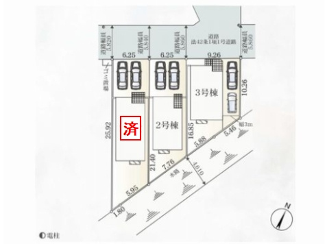 【区画図】 | 【仲介手数料０円】厚木市船子第7　新築一戸建て　全3棟 | 厚木市船子第7　新築一戸建て　全3棟