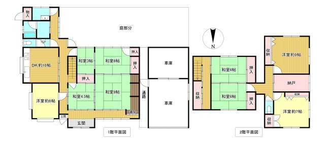 橿原市葛本町の間取り|9DK　土地面積：311.56ｍ2　建物面積：143.96ｍ2　車庫有