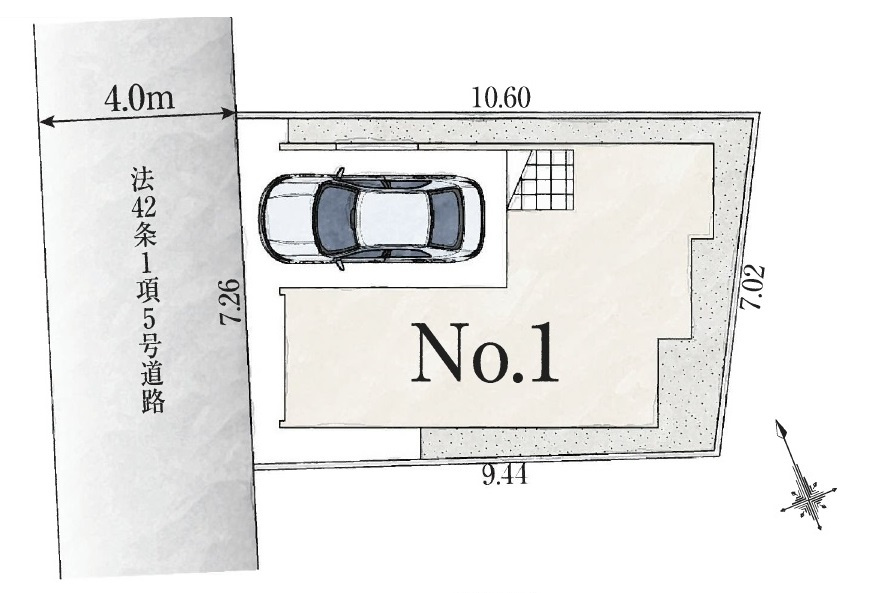 板橋区大山西町 限定1棟の区画図|西側約4ｍ道路に面する整形地に誕生します