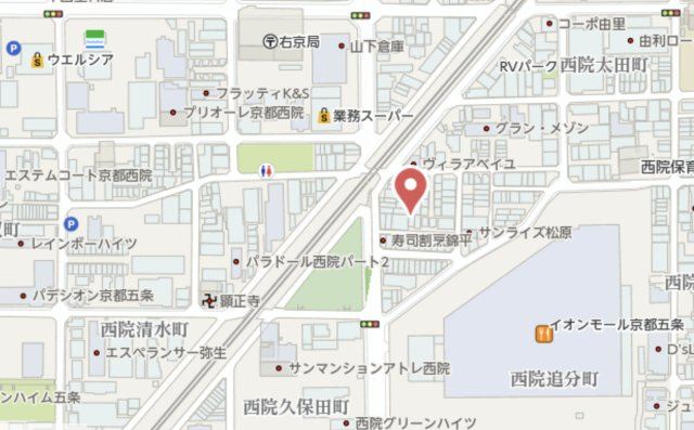 京都市右京区西院追分町　新築戸建の地図