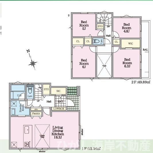 茅ケ崎市松林１丁目　新築戸建　全31区画の間取り|南向き　４LDK