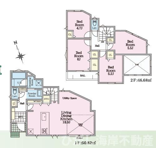 茅ケ崎市松林１丁目　新築戸建　全31区画の間取り|南向き　４LDK