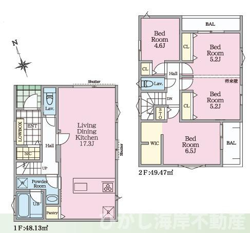 茅ケ崎市松林１丁目　新築戸建　全31区画の間取り|南向き　４LDK