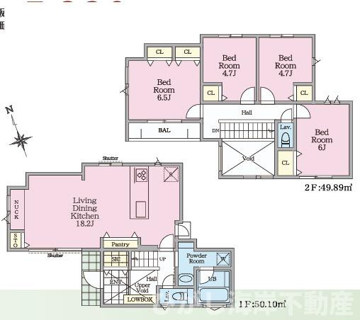 茅ケ崎市松林１丁目　新築戸建　全31区画の間取り|南向き　４LDK