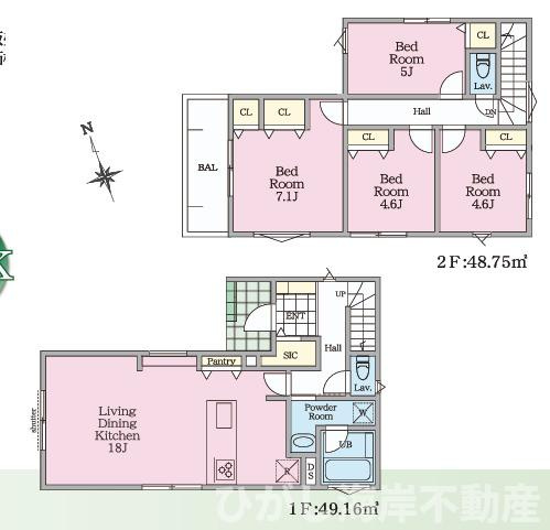 茅ケ崎市松林１丁目　新築戸建　全31区画の間取り|南向き　４LDK