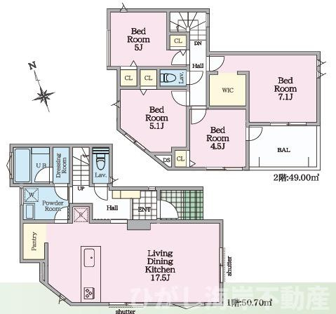 茅ケ崎市松林１丁目　新築戸建　全31区画の間取り|南向き　４LDK