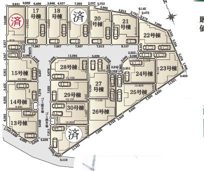 茅ケ崎市松林１丁目　新築戸建　全31区画の区画図|対象地は13号棟です。
