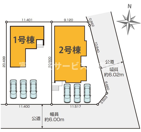 【区画図】 | 磐田市川袋 新築一戸建て 2号棟 | 2号棟の区画図です