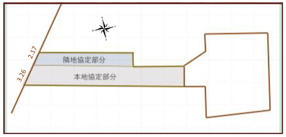 東村山市久米川町4丁目　中古一戸建　～リフォーム完了！～の区画図|土地面積200.61平米（協定道路部分71.31平米含む）