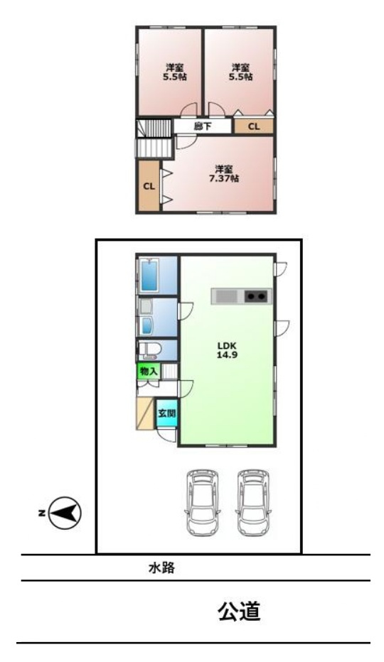所沢市上安松　中古一戸建　～並列駐車2台可～